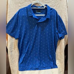 PGA Tour Men's Blue Patterned Polo Shirt